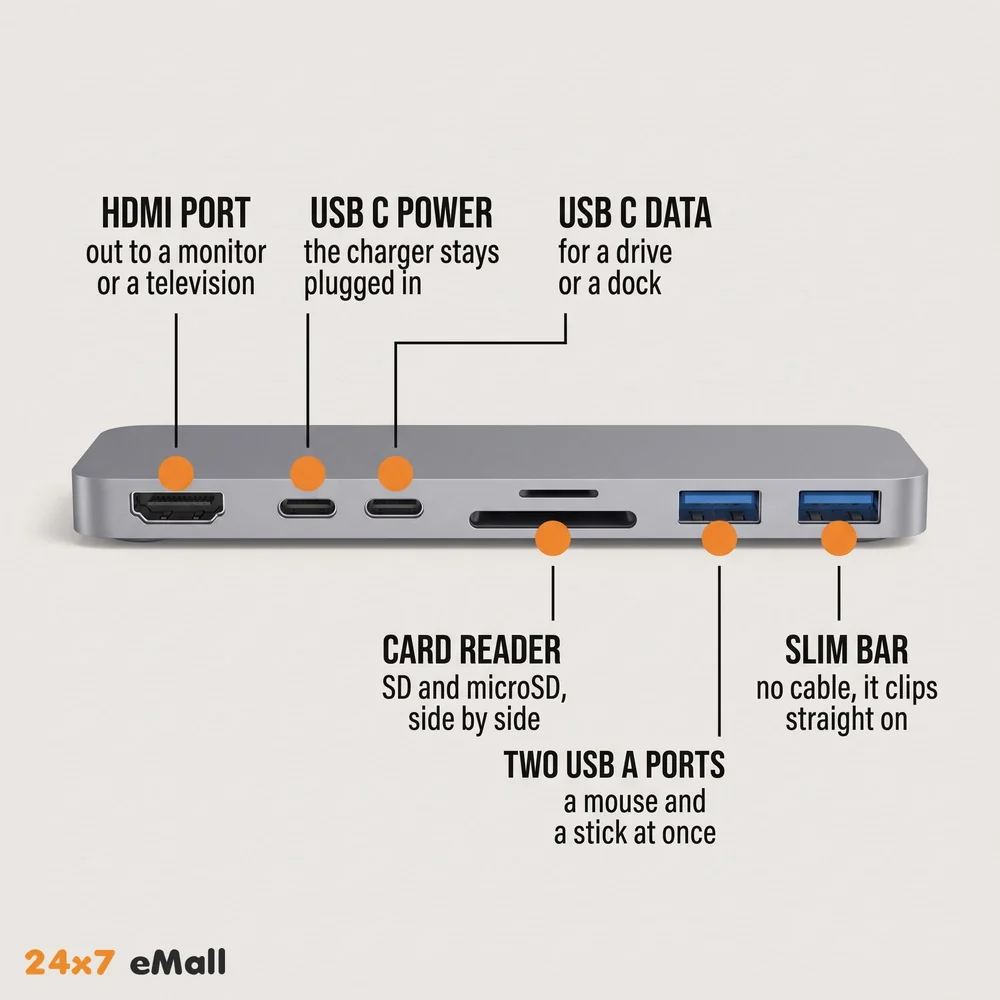 7-in-1 Combo Hub of 1 4K HDMI, 1 SD Memory Port and 2 Type C Ports for MacBook Pro 2016/2017, 12-inch (Space Grey)