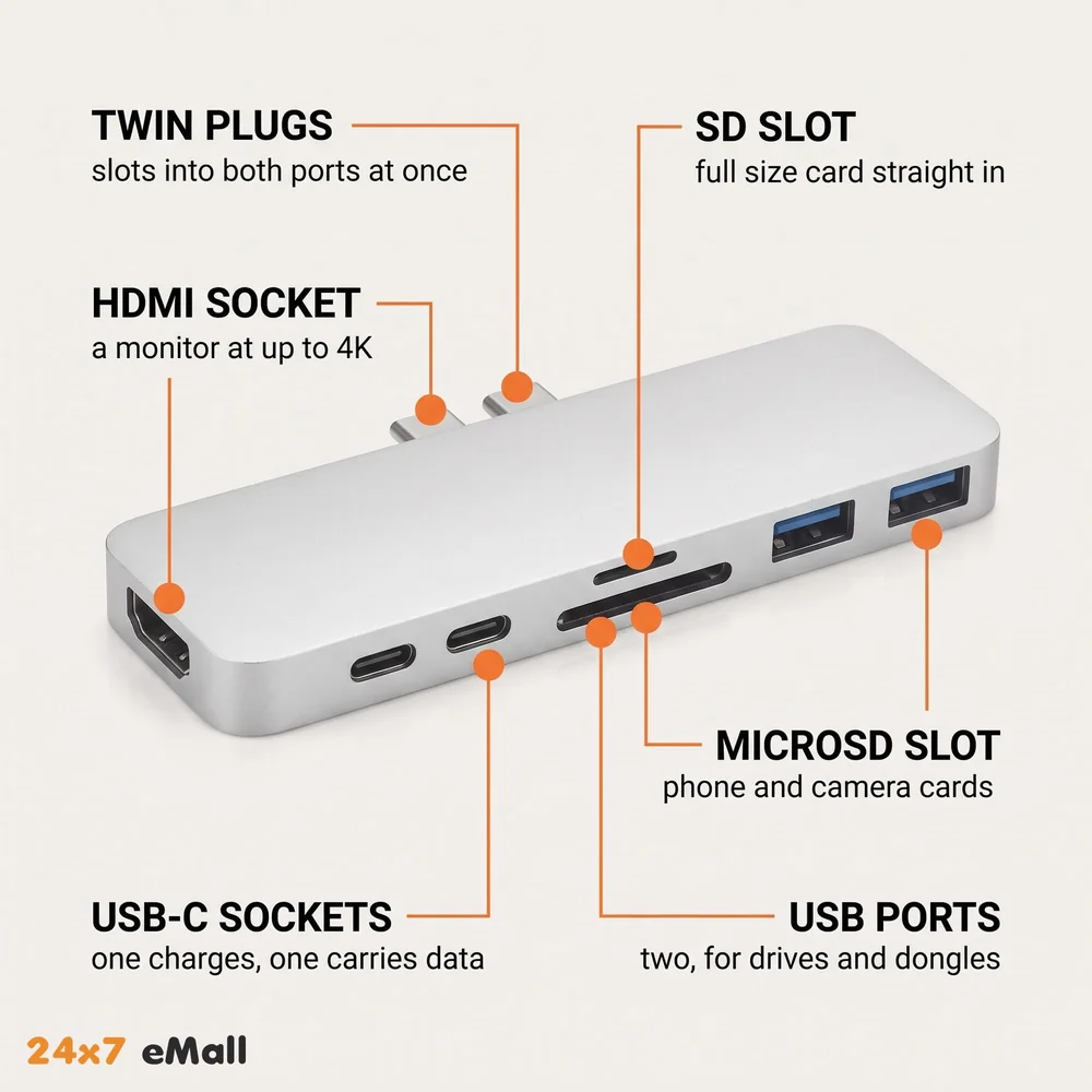 Ultra 7-In-1 USB 3.1 Type C Hub for Macbook Pro 2016/2017 (Silver)