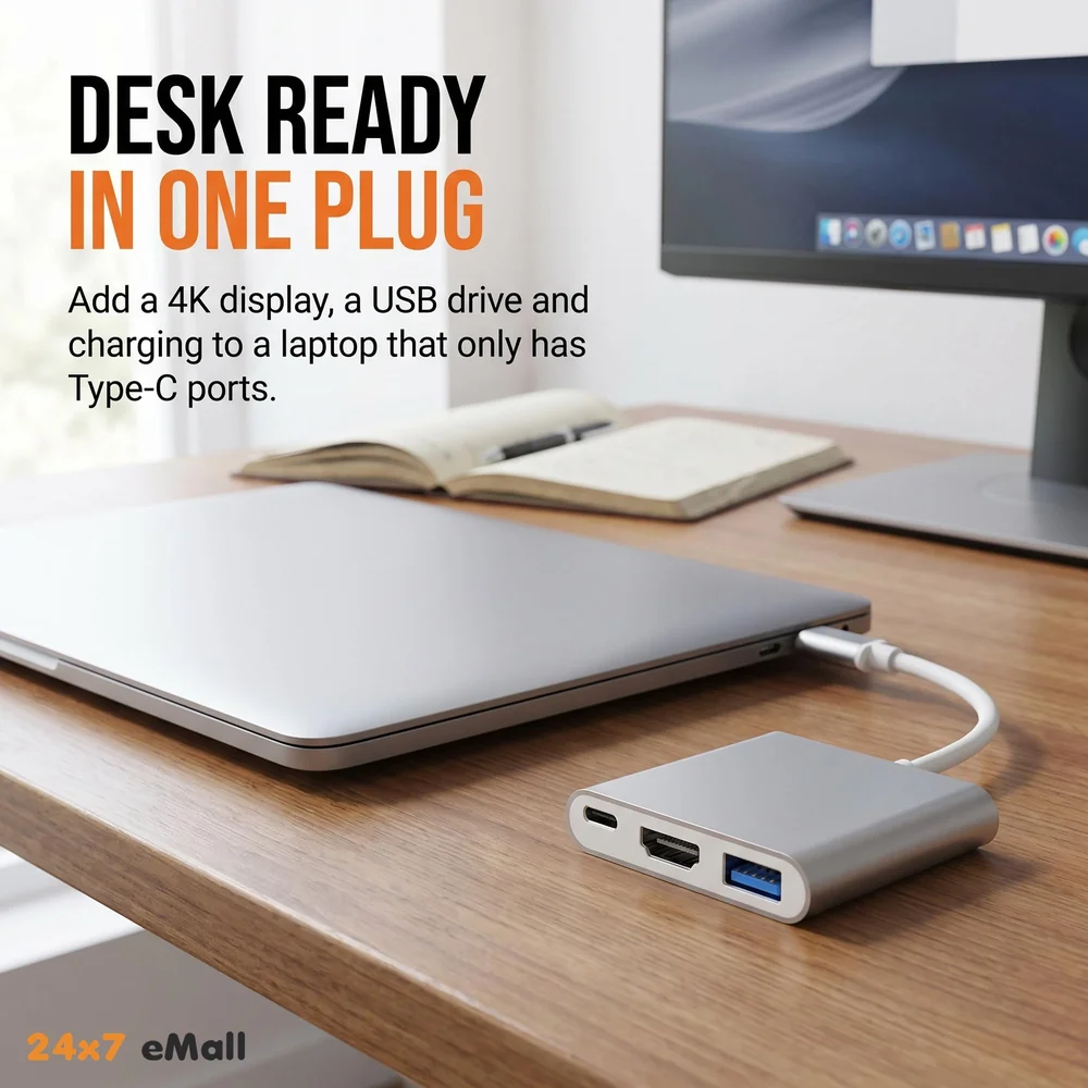 4K HDMI USB 3.1 Type C Hub for Macbook Pro 2016/2017 with/Without Touch Bar (Silver)