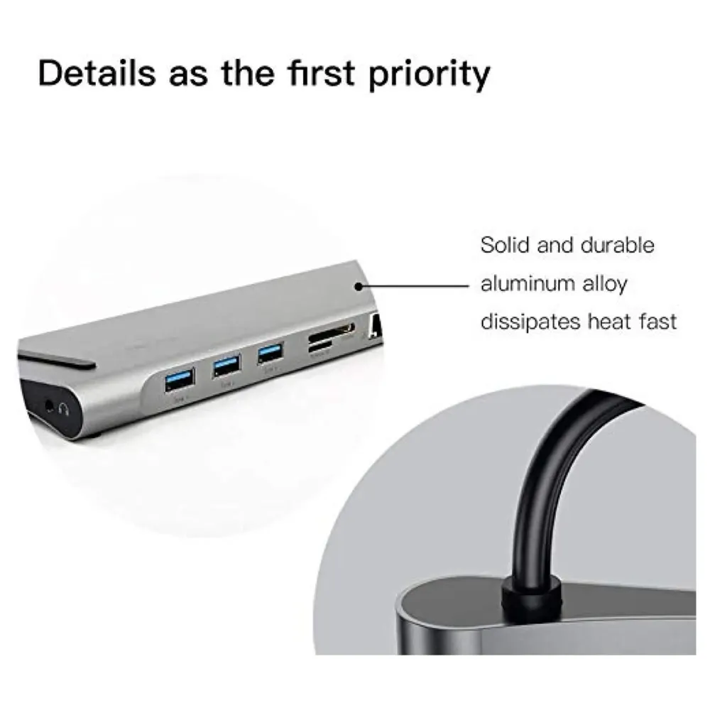 USB 3.1 Type C Hub for All MacBook with Type C and Touch Bar and Without Touch Bar, MacBook 12-Inch (10 in 1 Space Grey)