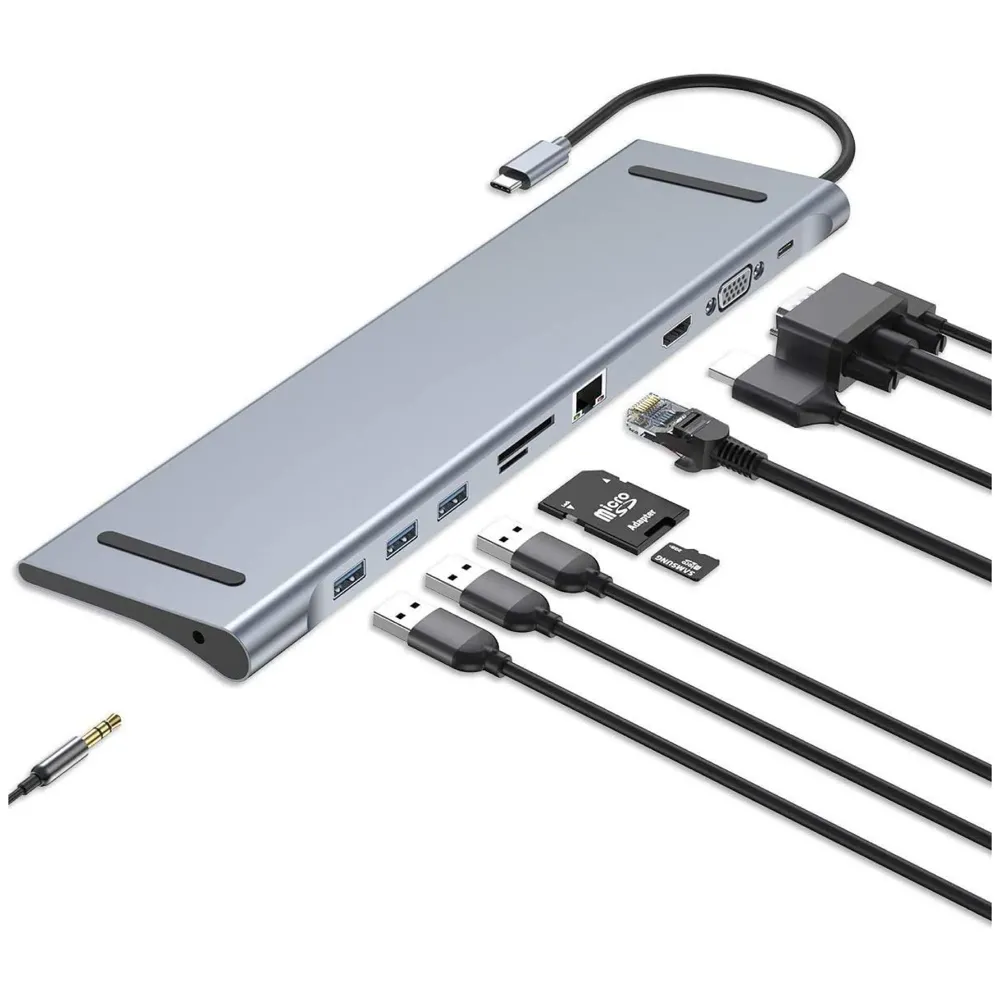 USB 3.1 Type C Hub for All MacBook with Type C and Touch Bar and Without Touch Bar, MacBook 12-Inch (10 in 1 Silver)