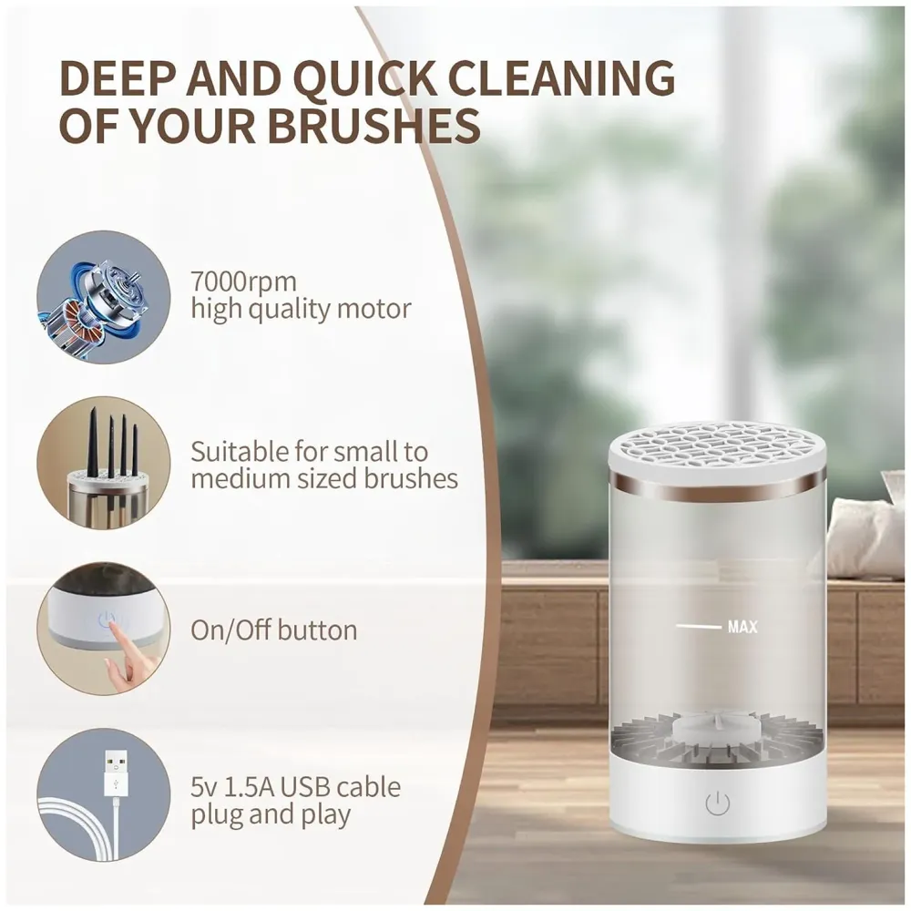 Makeup Brush Cleaner Machine, Automatic Electric Makeup Brush Cleaner, Automatic Spinning Makeup Brush Cleaner USB Powered Cosmetic device Cup
