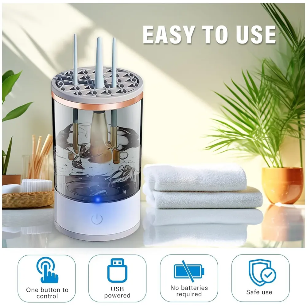 Makeup Brush Cleaner Machine, Automatic Electric Makeup Brush Cleaner, Automatic Spinning Makeup Brush Cleaner USB Powered Cosmetic device Cup