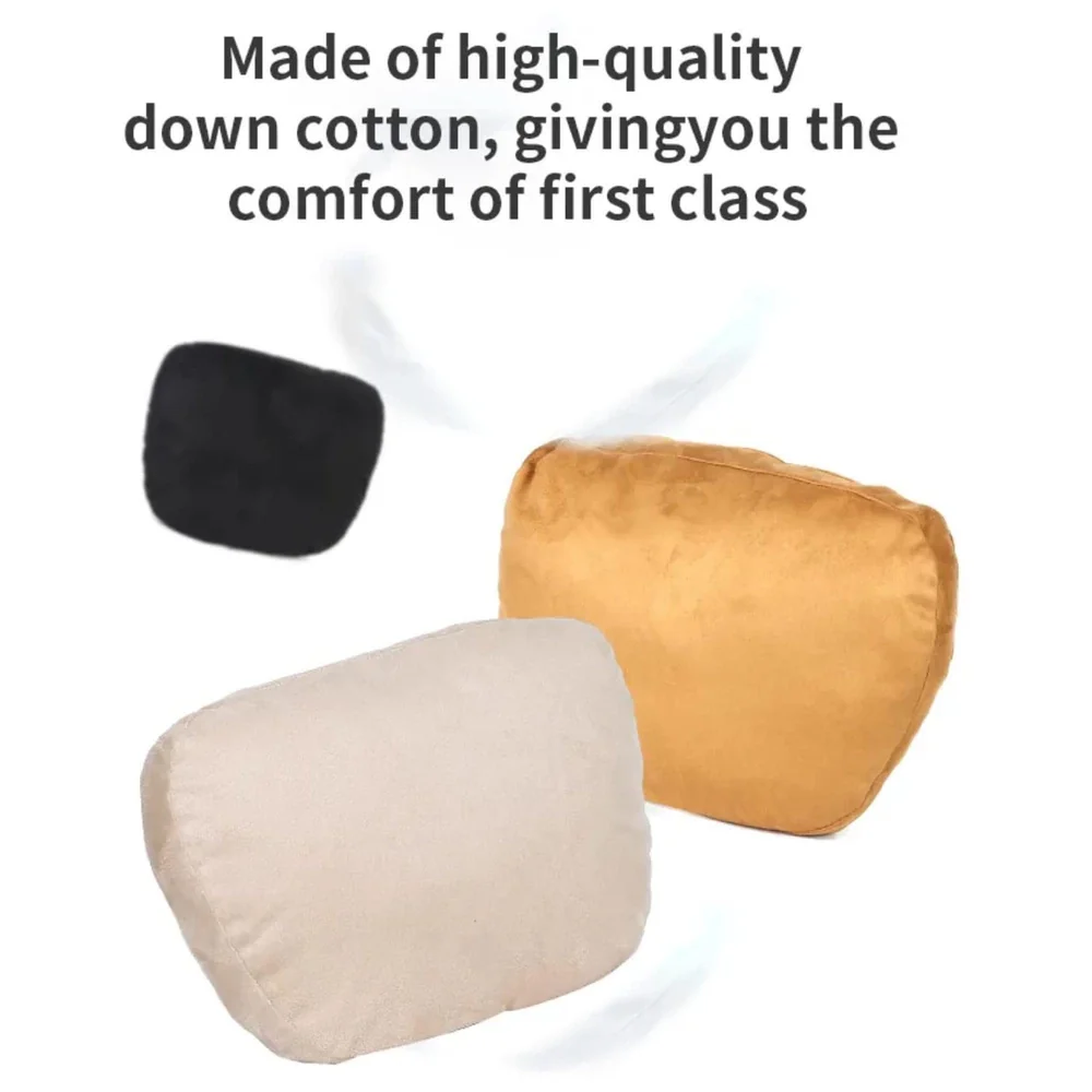 2pc Universal Car Soft Pillow Compatible with Mercedes Benz Maybach and All Other Cars Premium Suede Material Luxurious Headrest Ultra S Class Type Cushion Pack of 2 (Tan)