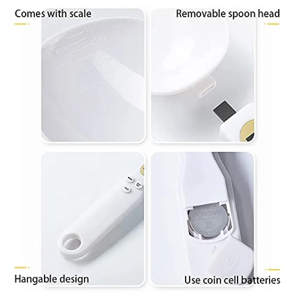 Digital Measuring Spoon Scale 500g/0.1g Gram Weighing Mini LCD Spoon Measure Digital Scale Pet food, Cooking White Premium