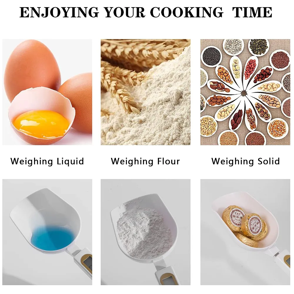 Digital Measuring Spoon Scale 500g/0.1g Gram Weighing Mini LCD Spoon Measure Digital Scale Pet food, Cooking White Premium