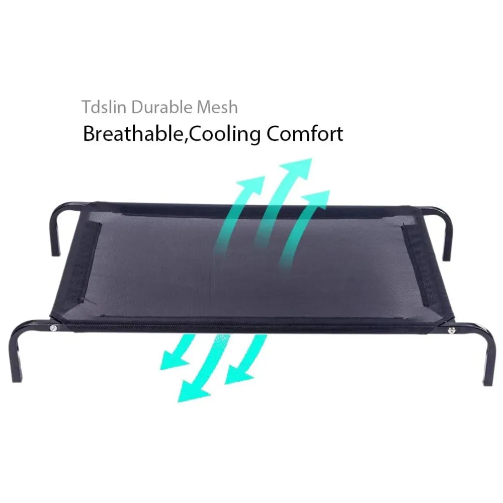 Elevated Dog Bed, Portable Raised Pet Cot, Sturdy & Breathable Mat, Durable Mesh Fabric, No-Slip Feet, Indoor or Outdoor Use