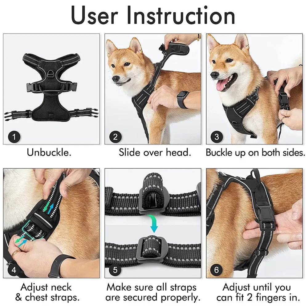 No Pull Dog Harness Mesh Breathable Adjustable Reflective Oxford Easy Control Comfortable Harness. (Black, Small (13-18 Inch Girth))