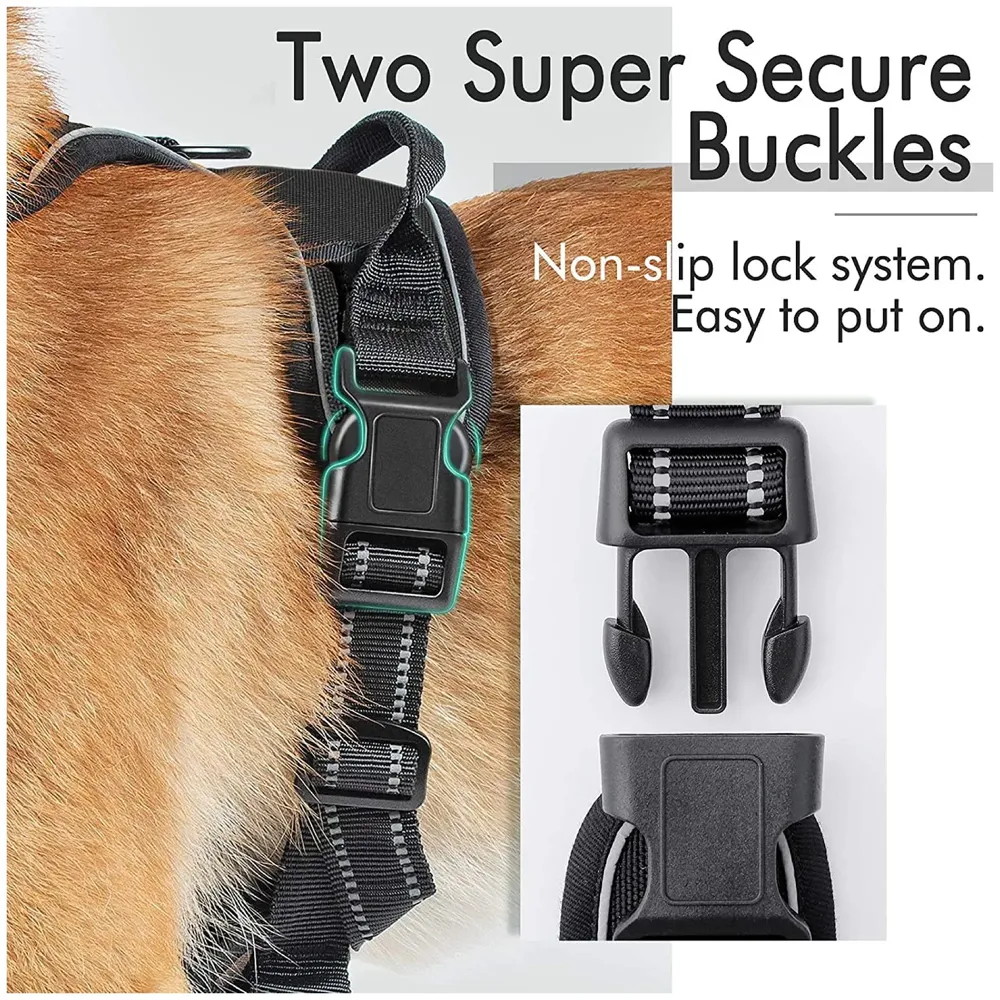 No Pull Dog Harness Mesh Breathable Adjustable Reflective Oxford Easy Control Comfortable Harness. (Black, Small (13-18 Inch Girth))