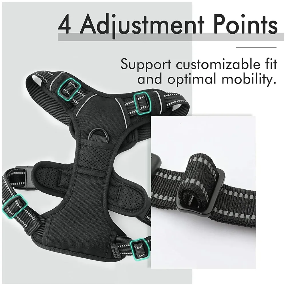 No Pull Dog Harness Mesh Breathable Adjustable Reflective Oxford Easy Control Comfortable Harness. (Black, Small (13-18 Inch Girth))