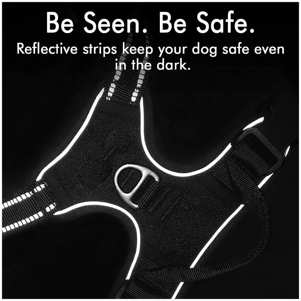 No Pull Dog Harness Mesh Breathable Adjustable Reflective Oxford Easy Control Comfortable Harness. (Black, Small (13-18 Inch Girth))