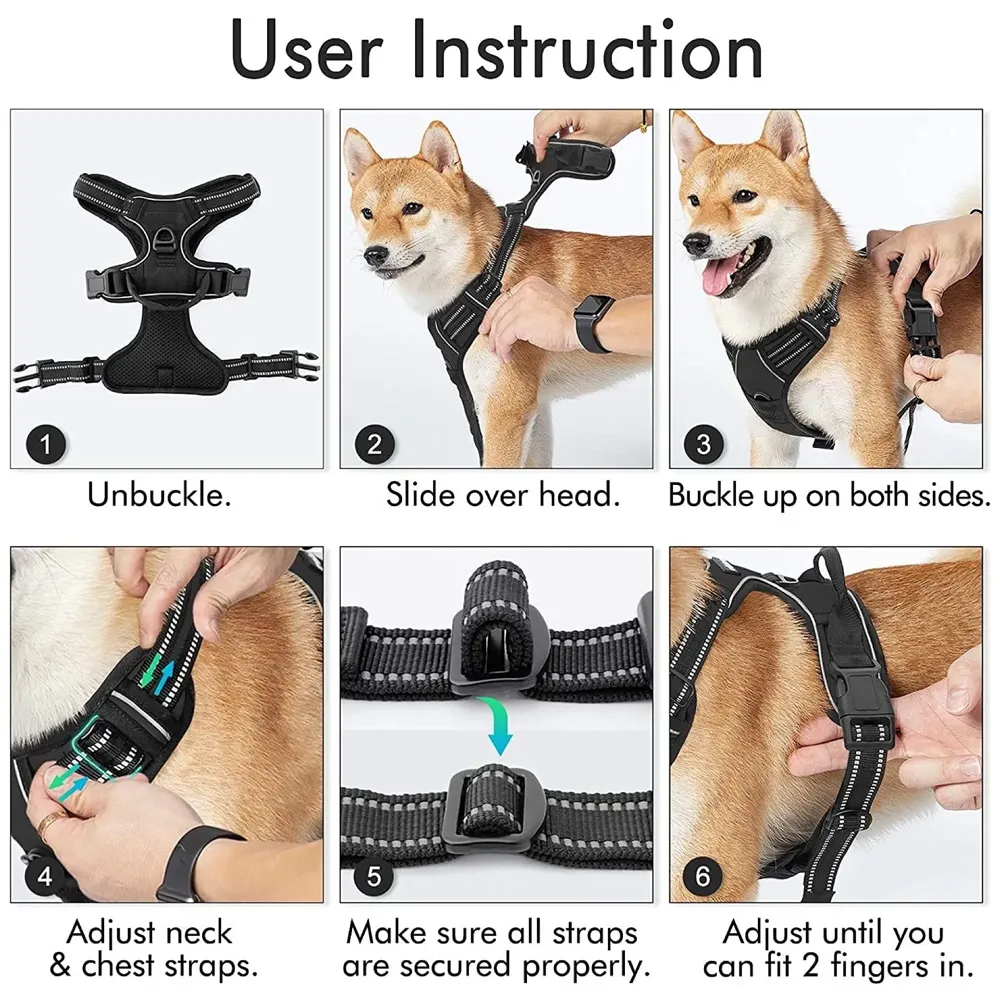 No Pull Dog Harness Mesh Breathable Adjustable Reflective Oxford Easy Control Comfortable Harness. (Black, Small (13-18 Inch Girth))