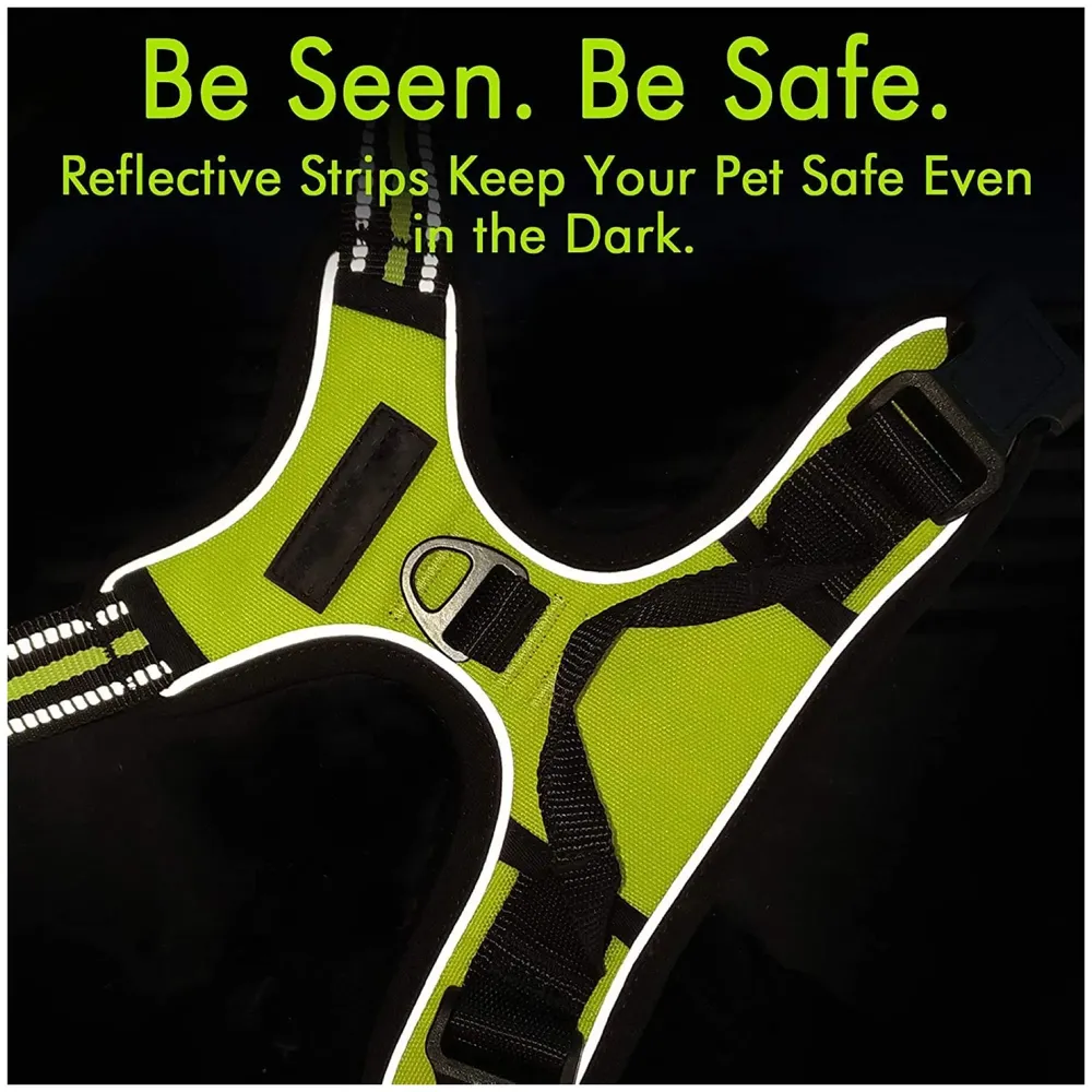 Harness and Leash Combo Green Dog Harness Mesh Breathable Adjustable Reflective Oxford Comfortable Harness. Large Dogs Like Labrador and Golden Retriever
