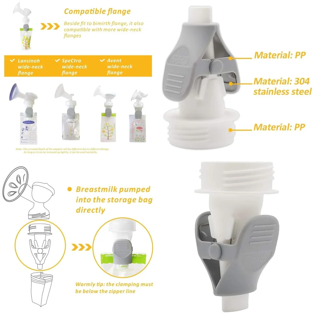 Baby Breastmilk Storage Bag Adapters Wide Neck Flange BPA Free