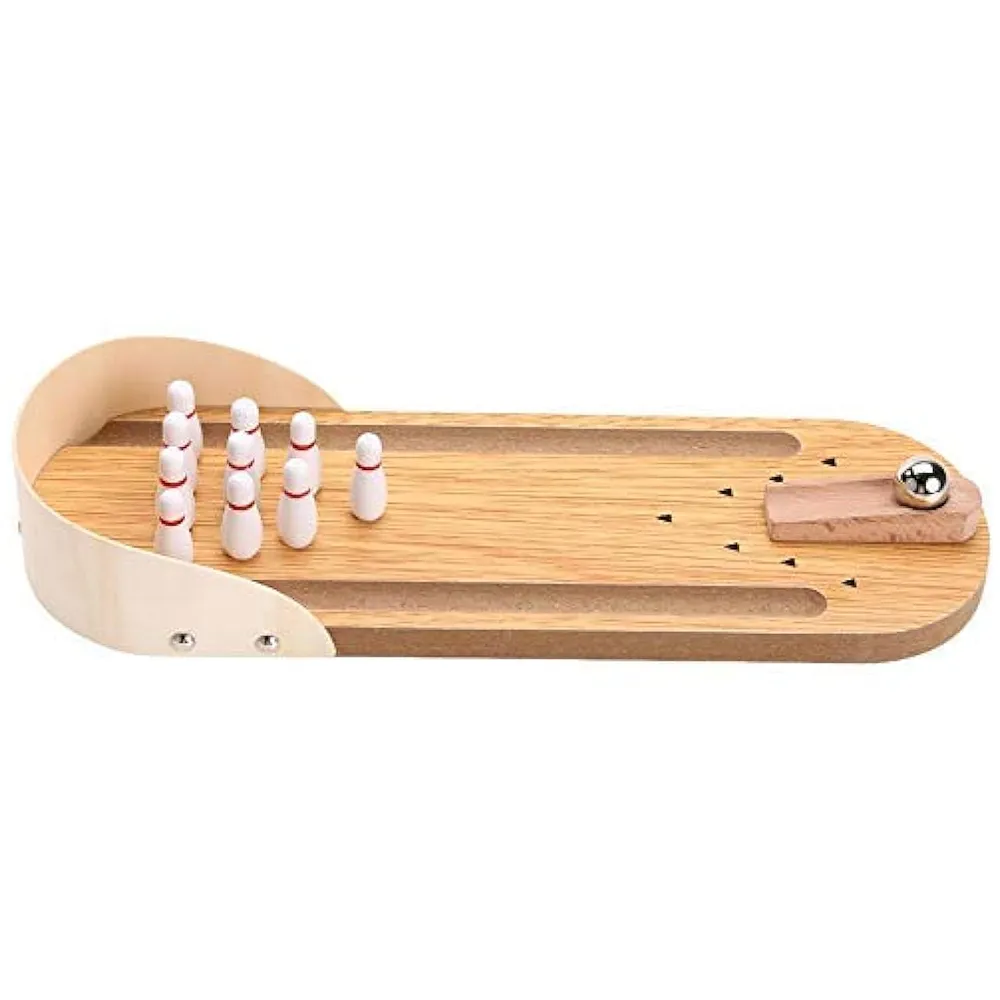 Kid's Wooden Mini Desktop Parent-Child for Kids Fun Bowling Game Toy Set,Pack of 1