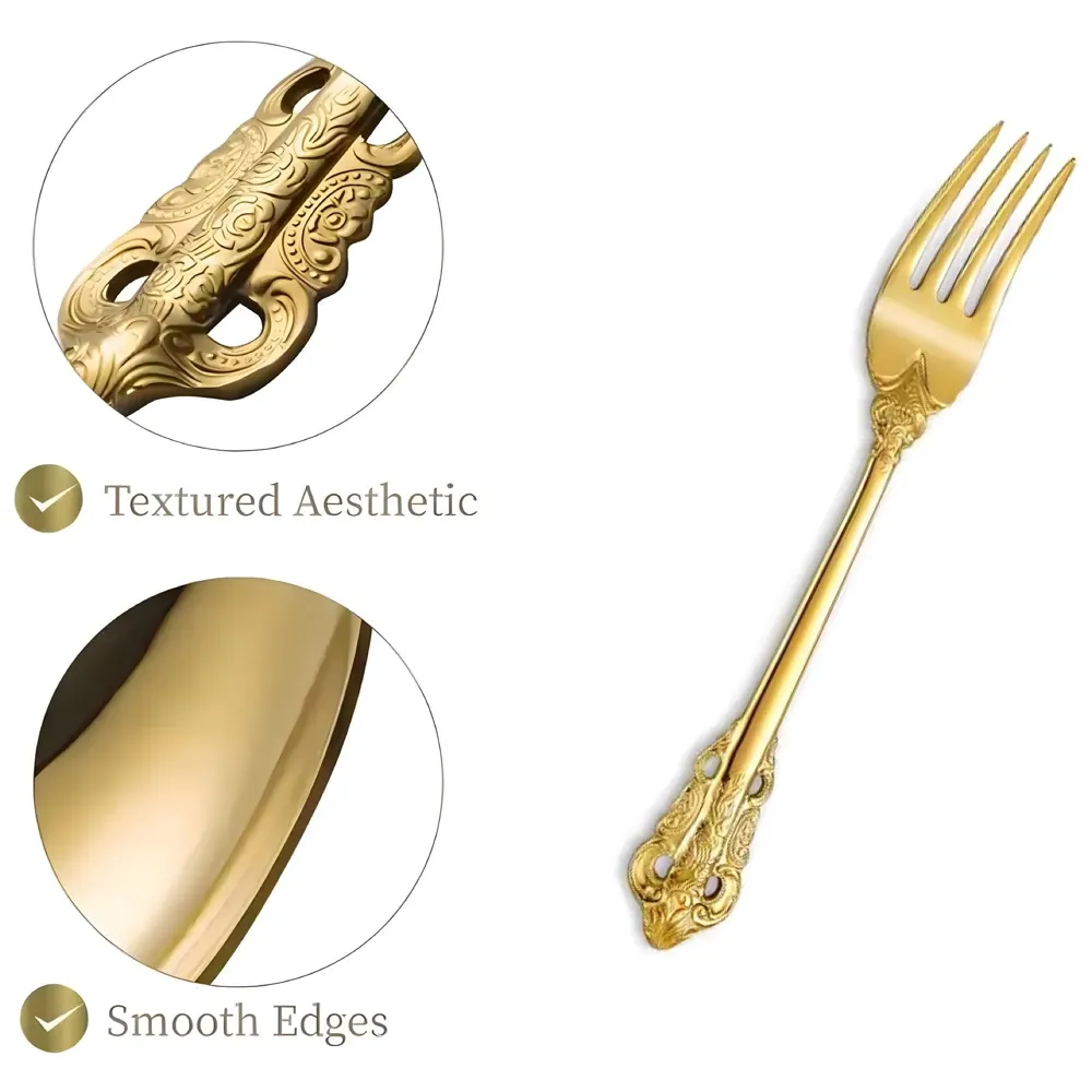 Gold Golden Mini Tea Forks, Coffee Stainless Steel Small Forks for Dessert, Espresso Spoons Tea, Sweets, Drinks, Set of 6 Royal Collection 11Cm/4.33 Inch