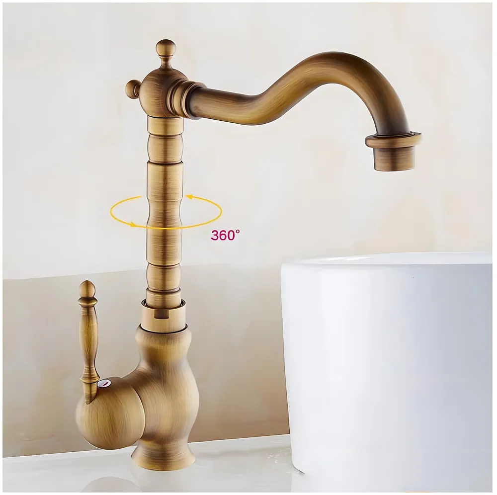 Antique Brown Tall Long Neck Faucet Single Lever Basin Mixer Tall, Brass, for Bathroom Washbasins Toilets 12 Inch Height, 8 inch Long Nose Premium