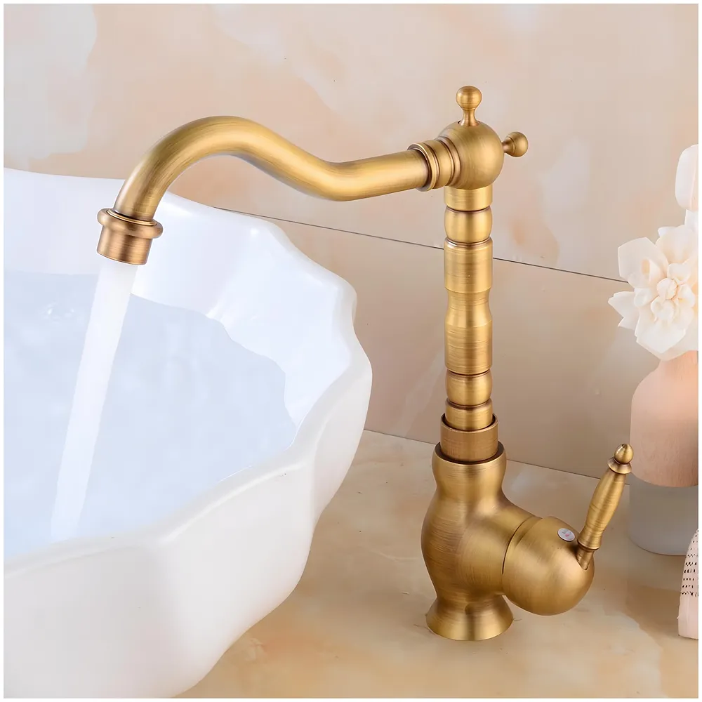 Antique Brown Tall Long Neck Faucet Single Lever Basin Mixer Tall, Brass, for Bathroom Washbasins Toilets 12 Inch Height, 8 inch Long Nose Premium