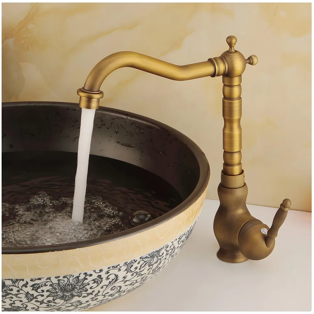 Antique Brown Tall Long Neck Faucet Single Lever Basin Mixer Tall, Brass, for Bathroom Washbasins Toilets 12 Inch Height, 8 inch Long Nose Premium