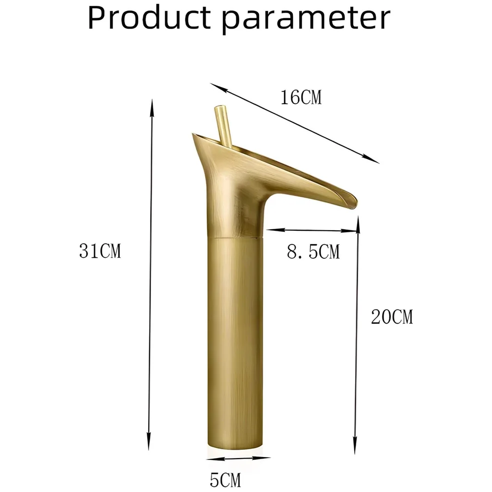 Copper Antique Brown Basin Mixer Faucet Tap Waterfall 12 inches Height, Hot and Cold, for Bathroom, Toilet Wash Basins, Antique Design