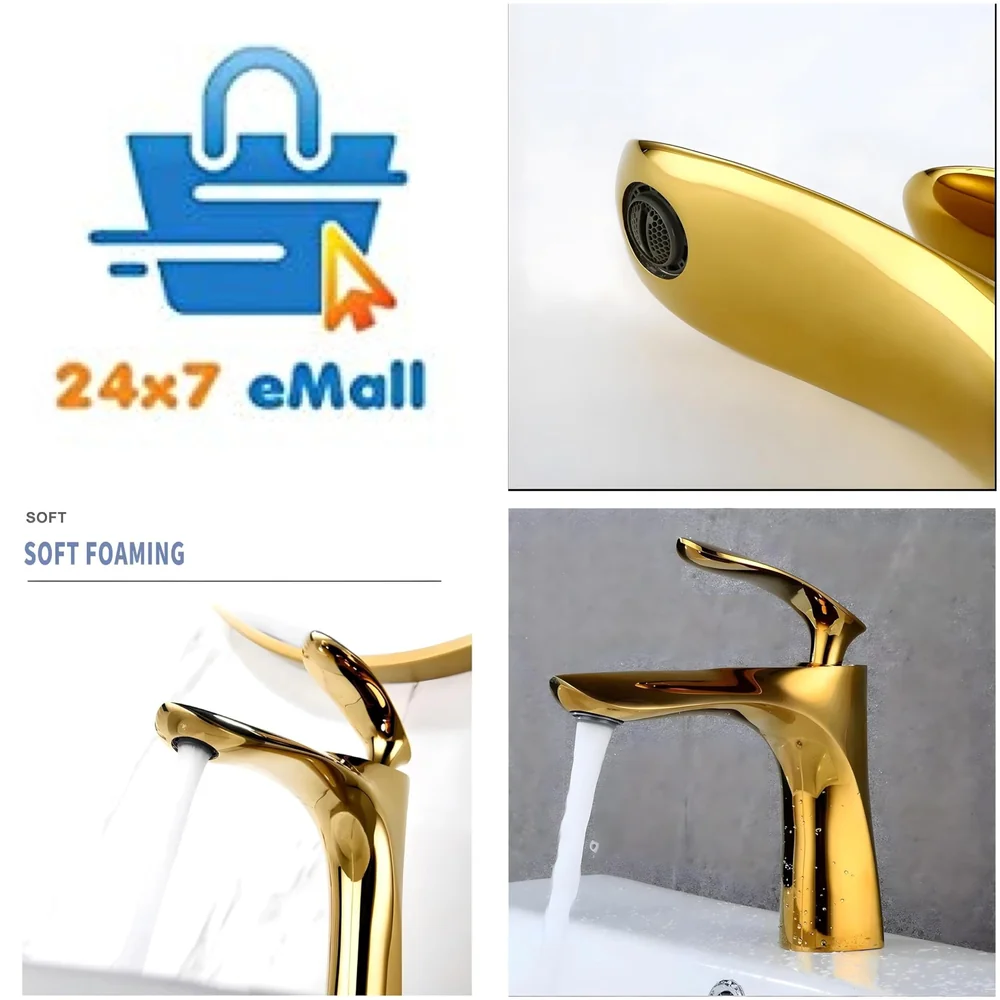 Copper 90 Degree Single Lever Basin Mixer, Golden