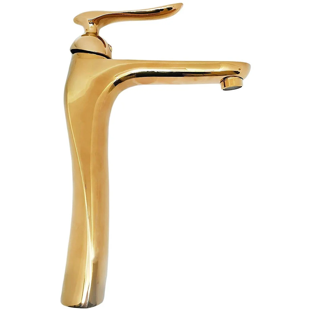 Copper 90 Degree Single Lever Basin Mixer, Golden