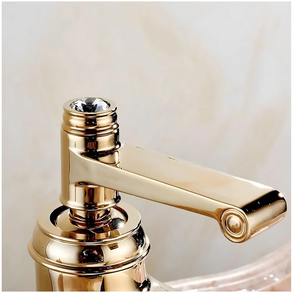 Brass Gold White Flower Mixer Hot and Cold Basin Tap Faucet Sink Mixer Golden Colour Aura Florina (Tall Body 12 Inches) for Bathroom Toilet Wash Basins