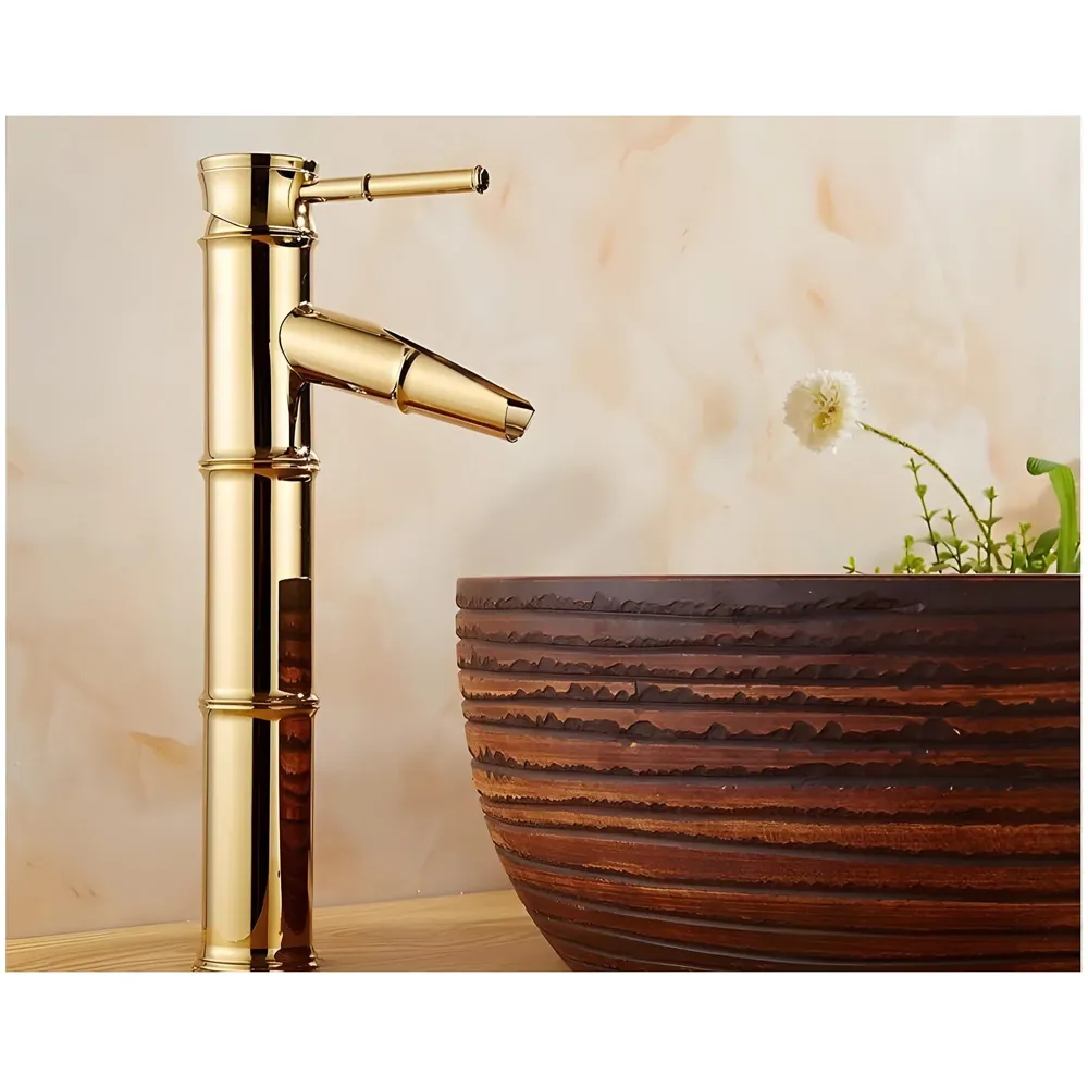 Gold Basin Tap Faucet Mixer Waterfall Golden for Bathroom Toilet Wash Basins Hot and Cold Water, 12 Inches Height