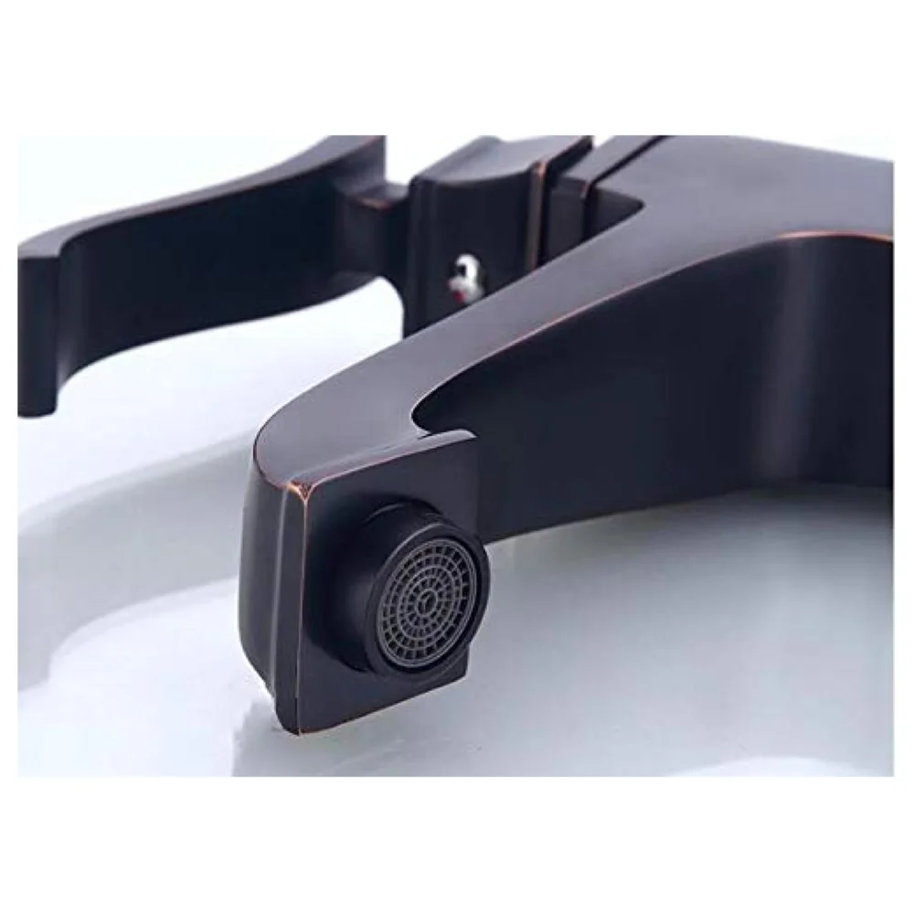 The Big Ben Brass Basin Tap Faucet Mixer with 2 Braided Connection Pipes, Black