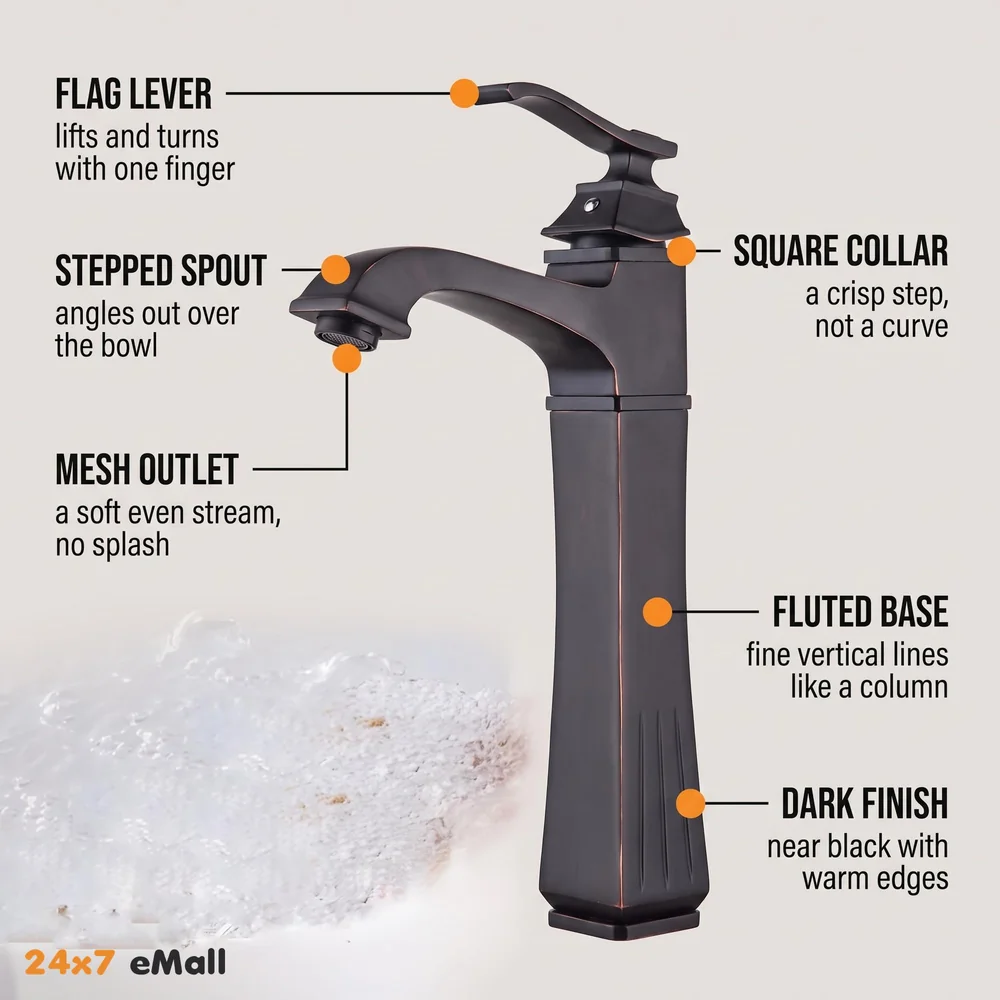 The Big Ben Brass Basin Tap Faucet Mixer with 2 Braided Connection Pipes, Black