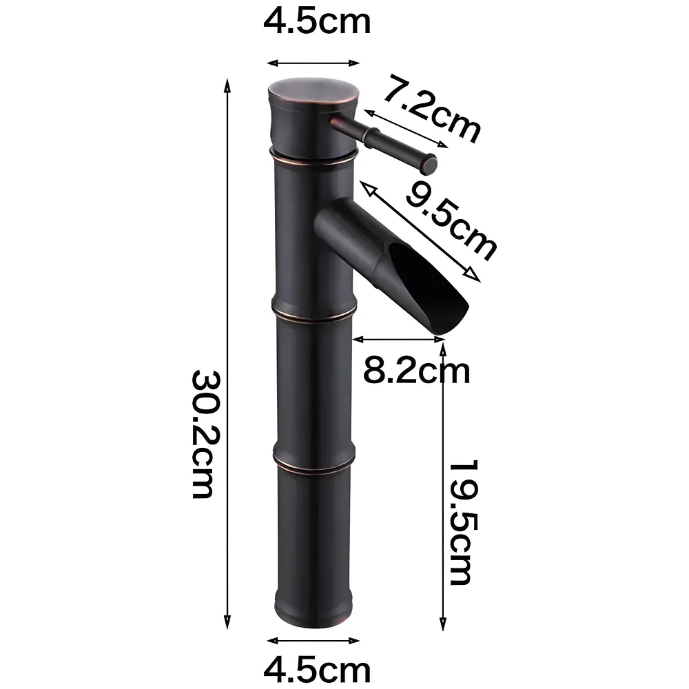 Black Bamboo Basin Tap Faucet Mixer Matt Hot Cold Tap 12 inch