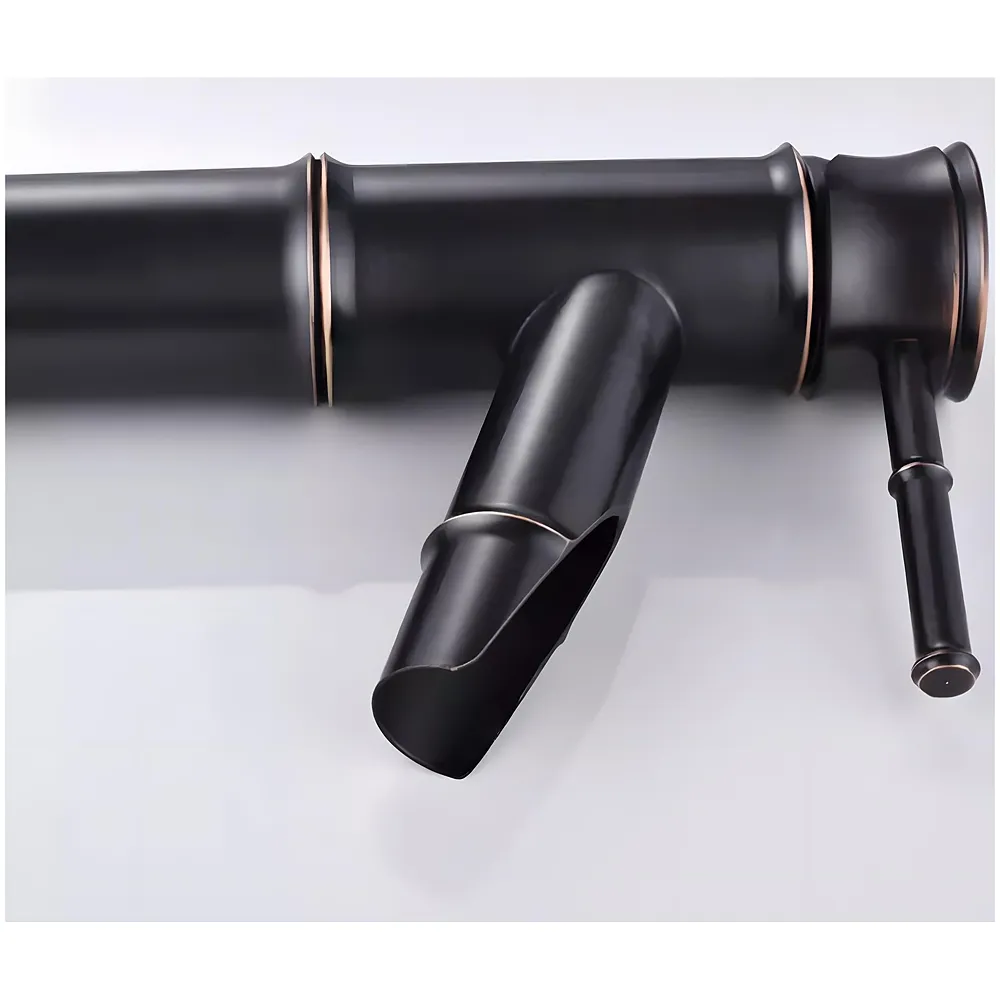 Black Bamboo Basin Tap Faucet Mixer Matt Hot Cold Tap 12 inch