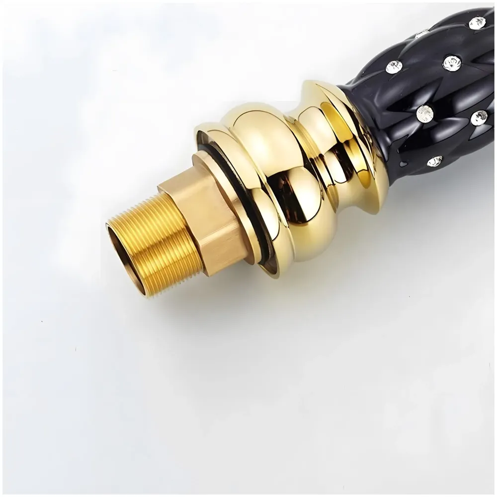 Black Gold Basin Tap Faucet Mixer for Bathroom Toilet Wash Basins Hot and Cold Water 7 inch Height