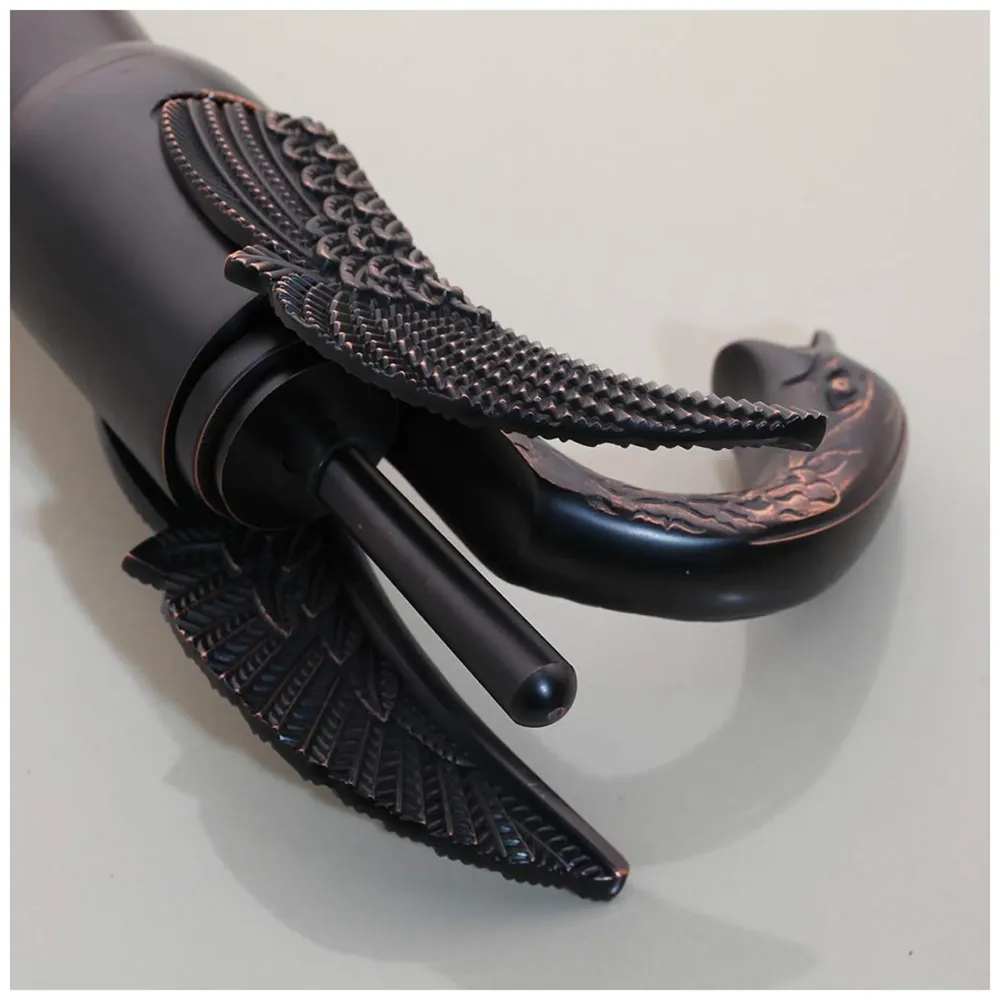 Black Swan Basin Tap Faucet Mixer for Bathroom Toilet Wash Basins Hot and Cold Water 12 Inches Height Matt Black Colour