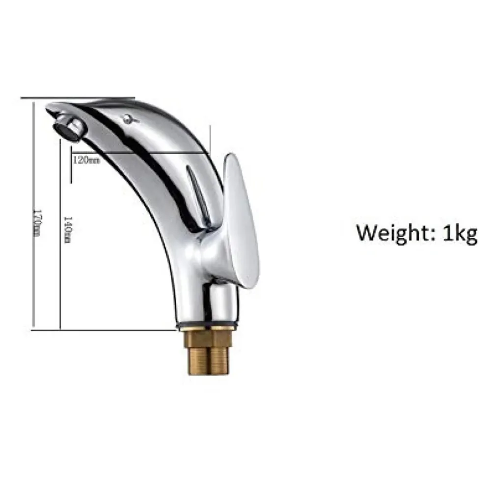 Premium Heavy Single Lever Basin Mixer ~ with 2 Braided Connection Pipes 450mm (Without pop-up) (Dolphin Silver)