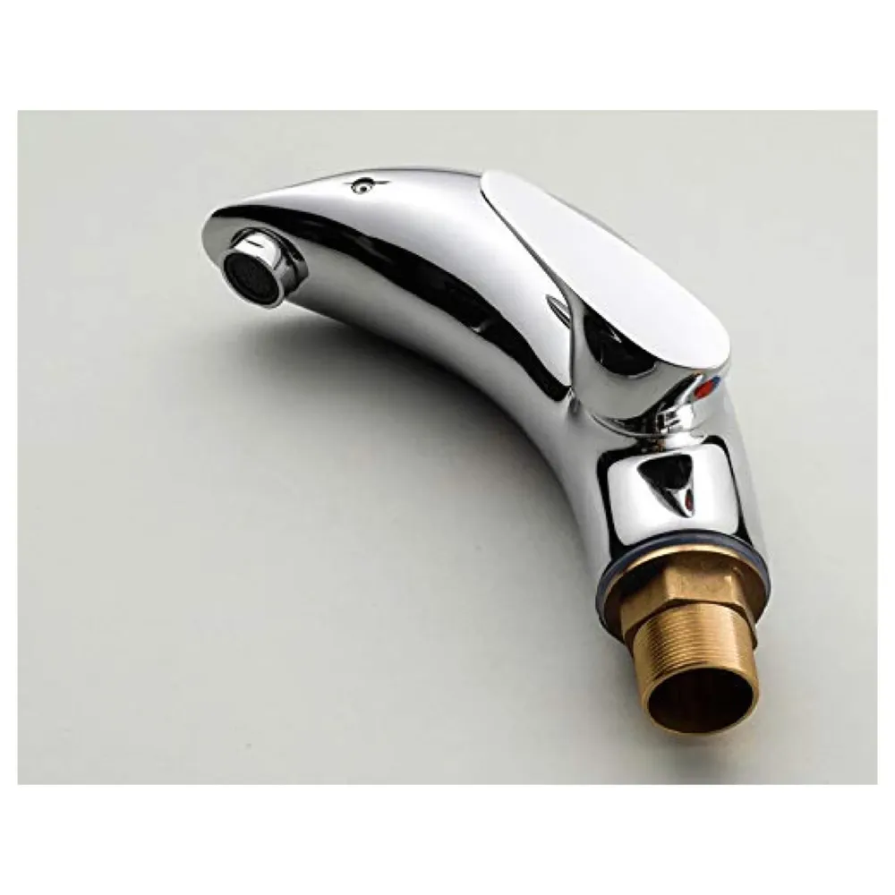 Premium Heavy Single Lever Basin Mixer ~ with 2 Braided Connection Pipes 450mm (Without pop-up) (Dolphin Silver)