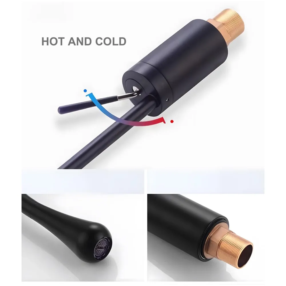 Black Drop Mixer Hot and Cold Basin Tap Faucet Vessel Mount 38 Cm Sink Mixer Black Colour Body for Basin Tap Faucet Bathroom Kitchen 38 Cm Height