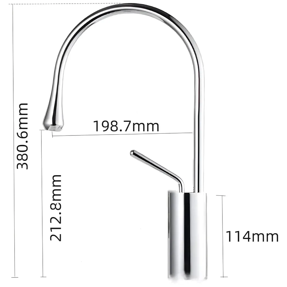 Silver Chrome Drop Mixer Hot and Cold Basin Tap Faucet Vessel Mount 38 Cm Sink Mixer Silver Chrome Colour Body for Basin Tap Faucet Bathroom Kitchen 38 Cm Height