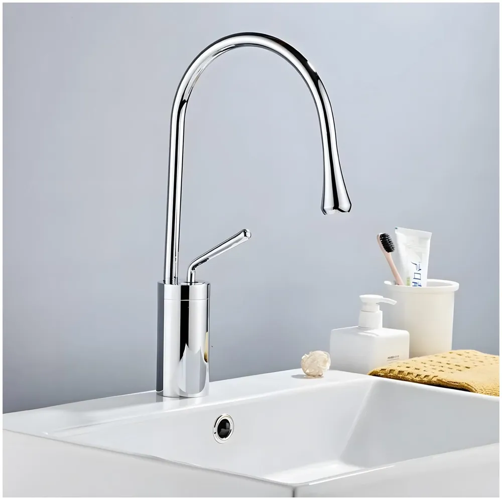 Silver Chrome Drop Mixer Hot and Cold Basin Tap Faucet Vessel Mount 38 Cm Sink Mixer Silver Chrome Colour Body for Basin Tap Faucet Bathroom Kitchen 38 Cm Height