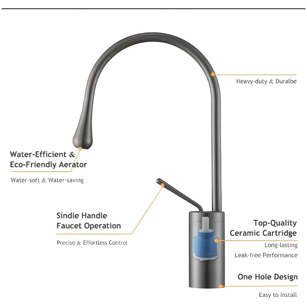 Dark Grey Drop Mixer Hot and Cold Basin Tap Faucet Vessel Mount 38 Cm Sink Mixer Dark Grey Colour Body for Basin Tap Faucet Bathroom Kitchen 38 Cm Height