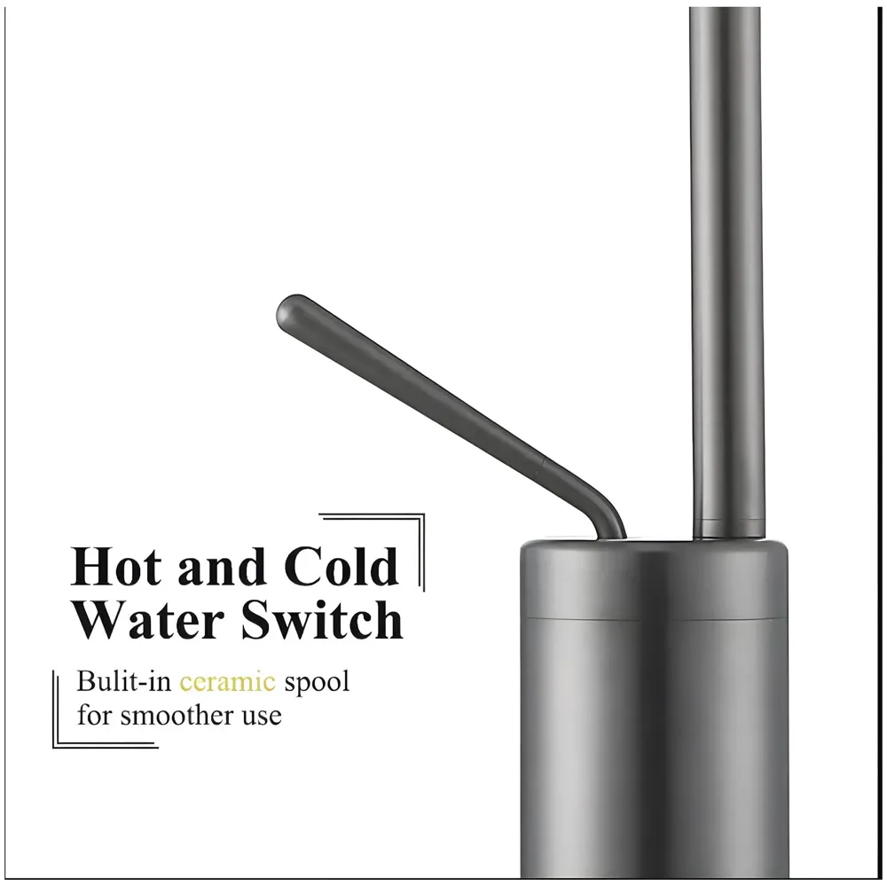 Dark Grey Drop Mixer Hot and Cold Basin Tap Faucet Vessel Mount 38 Cm Sink Mixer Dark Grey Colour Body for Basin Tap Faucet Bathroom Kitchen 38 Cm Height
