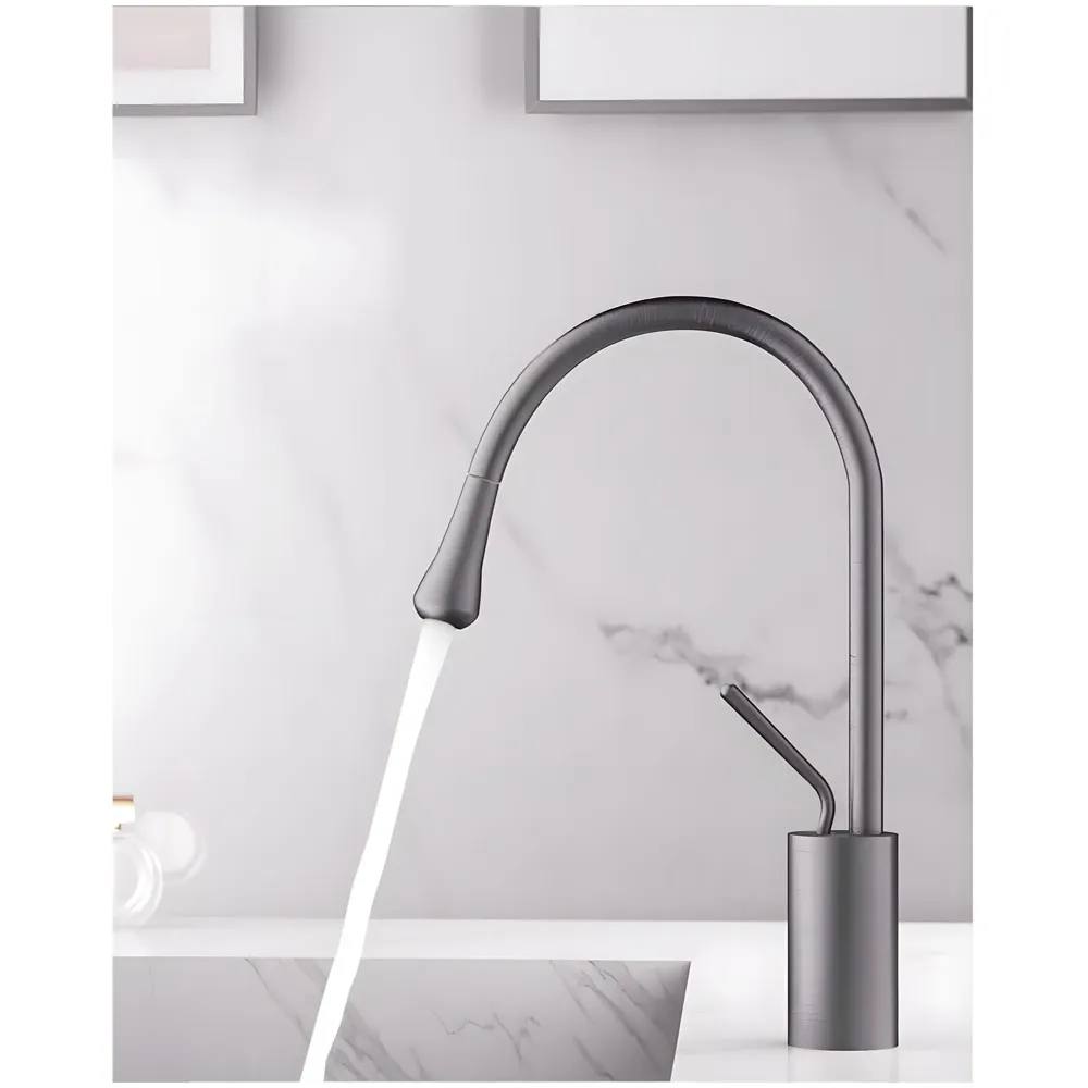 Dark Grey Drop Mixer Hot and Cold Basin Tap Faucet Vessel Mount 38 Cm Sink Mixer Dark Grey Colour Body for Basin Tap Faucet Bathroom Kitchen 38 Cm Height