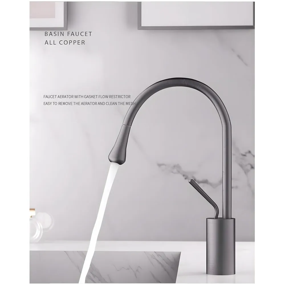 Dark Grey Drop Mixer Hot and Cold Basin Tap Faucet Vessel Mount 38 Cm Sink Mixer Dark Grey Colour Body for Basin Tap Faucet Bathroom Kitchen 38 Cm Height