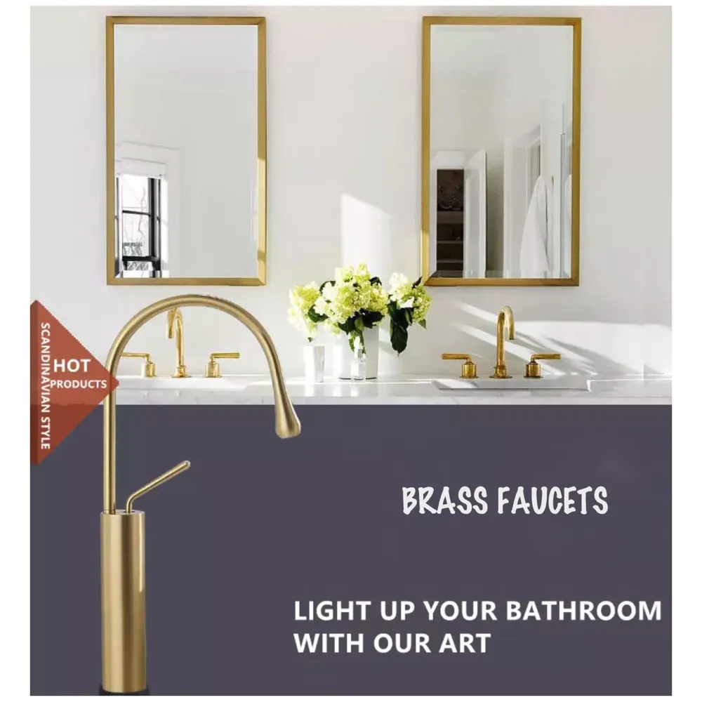 Gold Drop Basin Tap Faucet Mixer for Bathroom Toilet Wash Basins Hot and Cold WaterSink Mixer Golden Colour Tall Body Basin Tap Faucet Bathroom Kitchen 46 cm Height