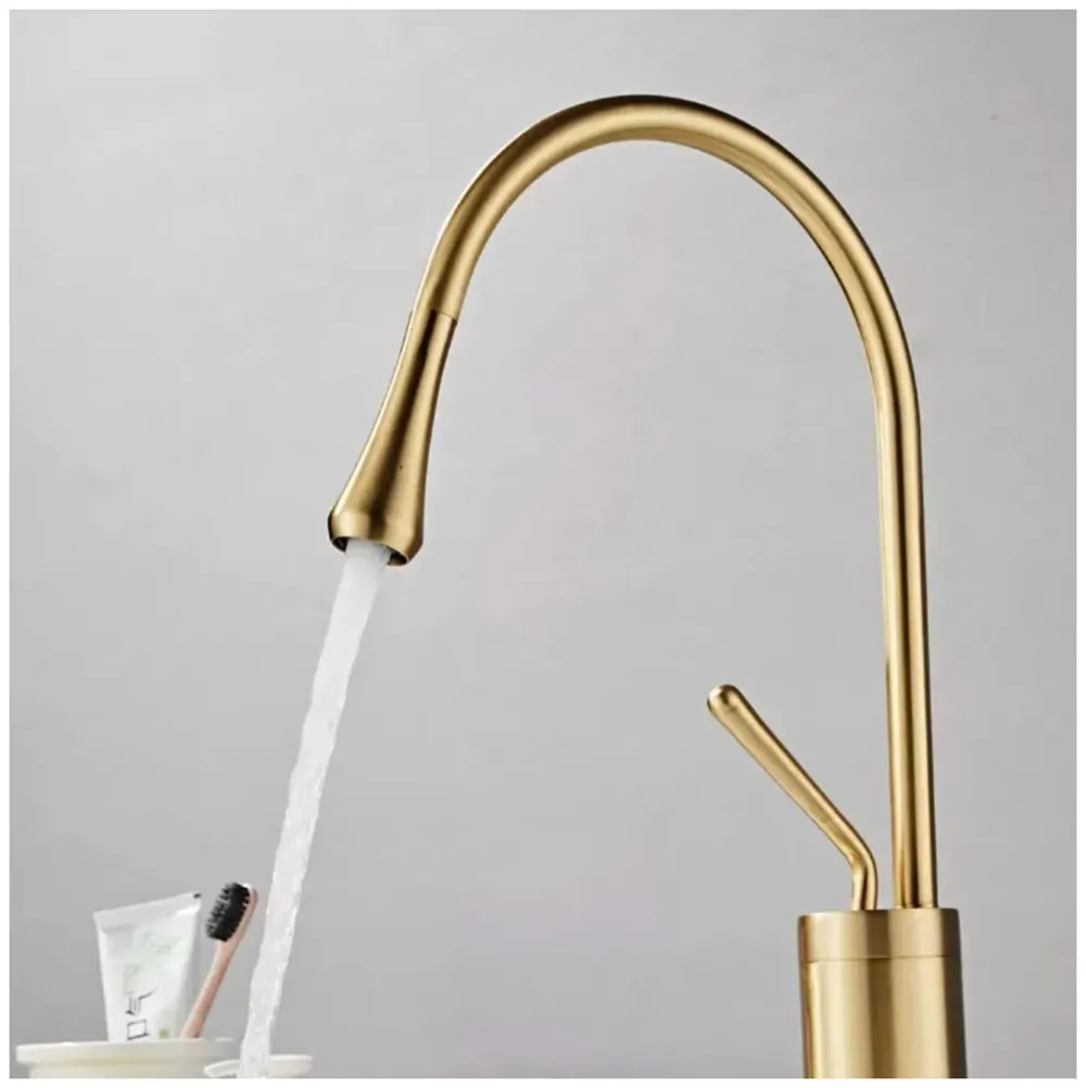 Gold Drop Basin Tap Faucet Mixer for Bathroom Toilet Wash Basins Hot and Cold WaterSink Mixer Golden Colour Tall Body Basin Tap Faucet Bathroom Kitchen 46 cm Height