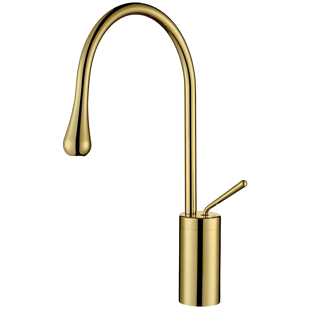 Gold Drop Basin Tap Faucet Mixer 38 cm Golden Colour Hot Cold