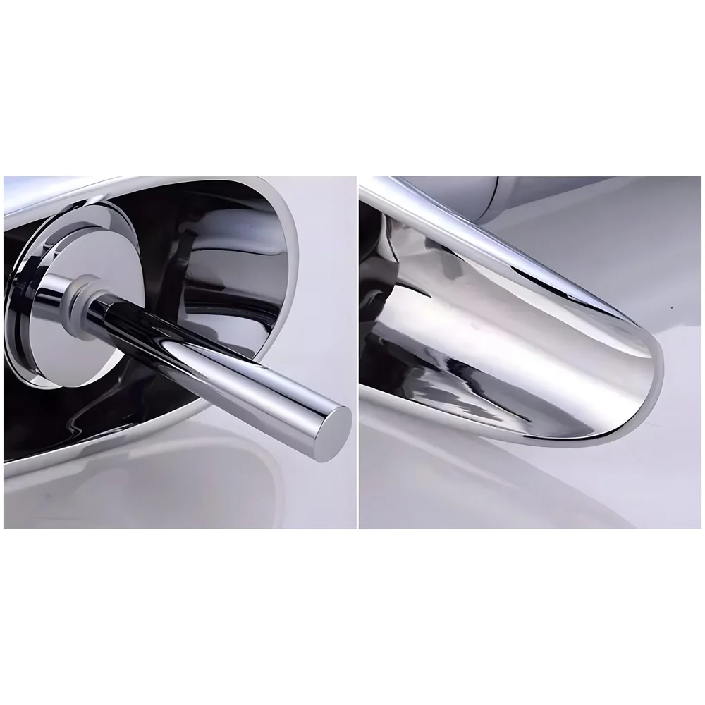 Chrome Silver Bsain tap Faucet Mixer Waterfall for Bathroom Toilet Wash Basins Hot and Cold Water, 7 inch Tap Height Waterfall Spout