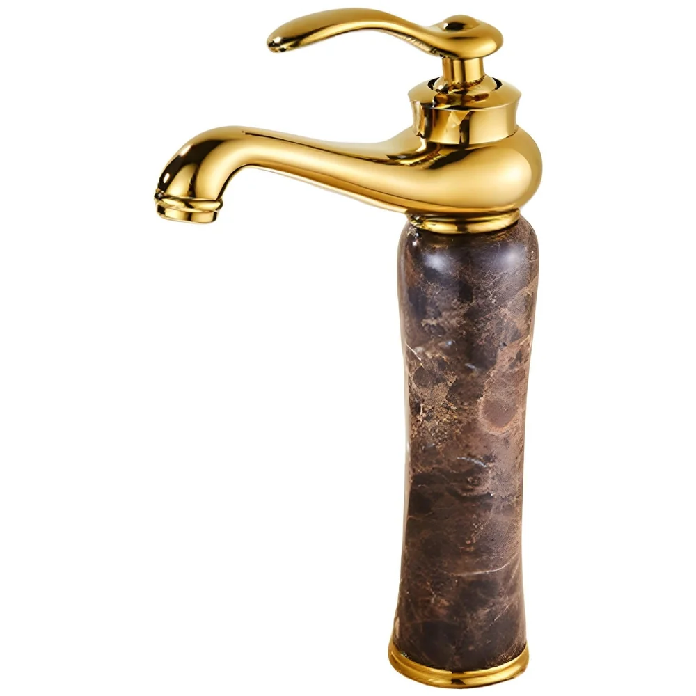 Brass 12 Inch Basin Mixer tap Faucet for Bathroom and Wash basins Toilets Marble Finish Dark Italian Marble Hot and Cold Water
