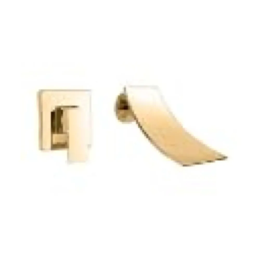 Gold Waterfall Basin Tap Faucet Mixer Wall Brass for Bathroom Toilet Wash Basins Hot and Cold Water - Golden Colour - 19 cm