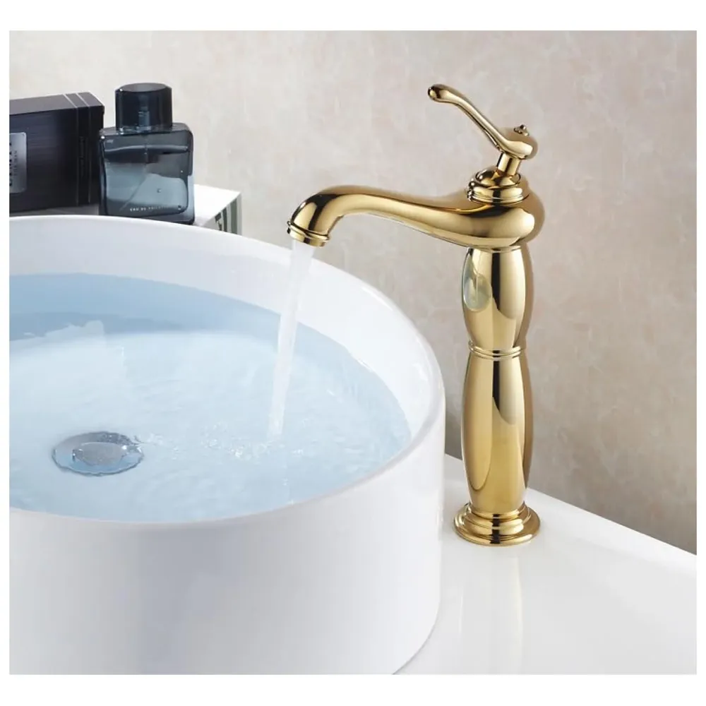 Gold Basin Faucet Tap Mixer, for Bathroom Toilet Wash Basins Hot and Cold Water Golden Belle (Gold)